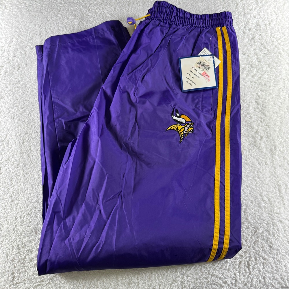 Vtg 90s Minnesota Vikings NFL Unique NFL XL Men Windbreaker Track Pants NEW NWT